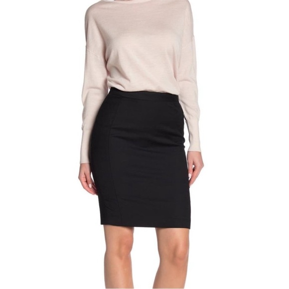 REISS Black “Huxley” Textured Wool Blend Pencil Skirt Size 4 - Picture 1 of 11